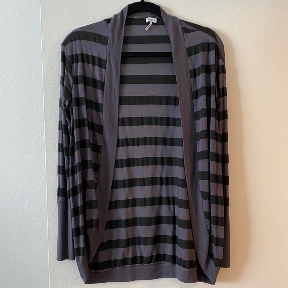Splendid Black Gray Striped Cardigan S 